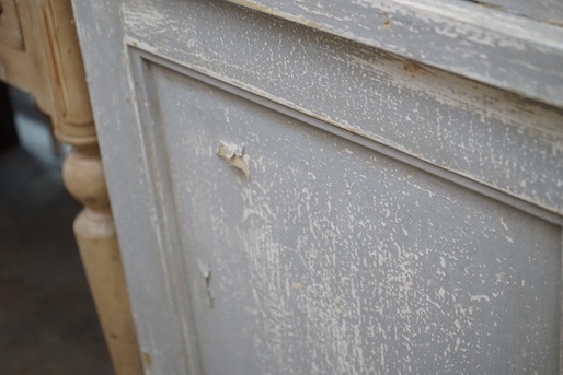A painted pine and hardwood six door cabinet, width 124cm, depth 52cm, height 200cm